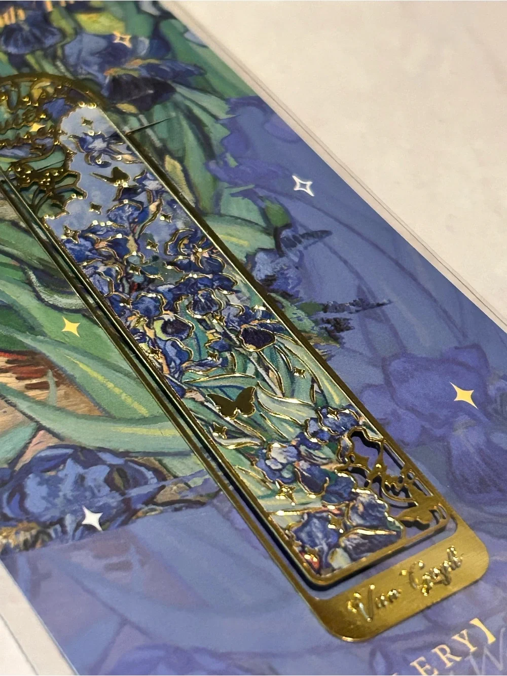 Art Gallery Van Gogh Inspired Vase with Irises Metal Bookmark